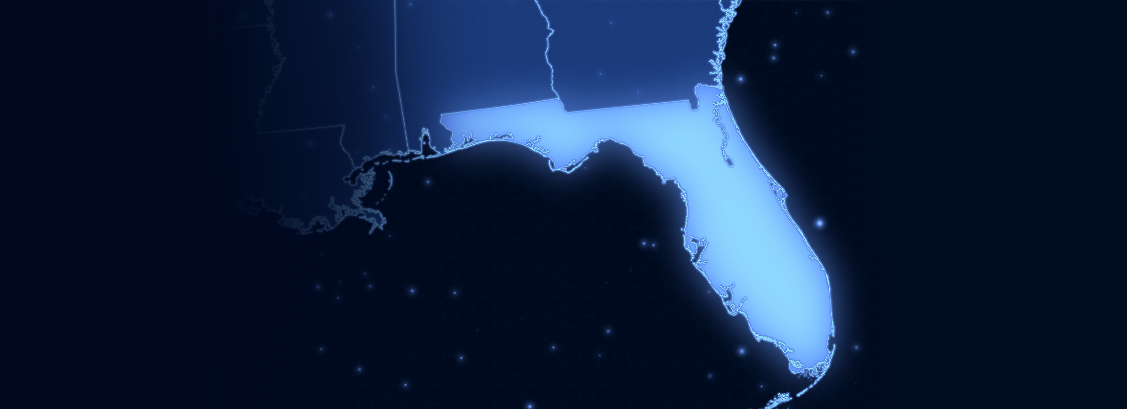 Florida map with blue background