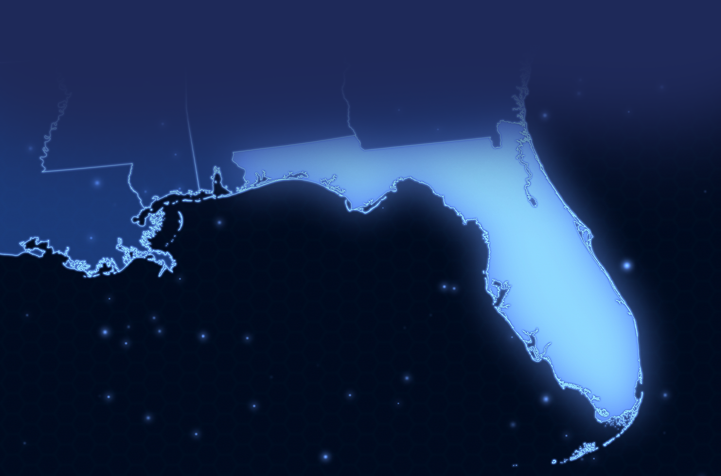 Florida state overhead on a blue background